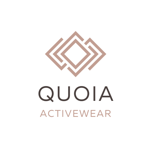 triangular symbol in a blush color for the quoia activewear line