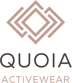 triangular symbol in a blush color for the quoia activewear line